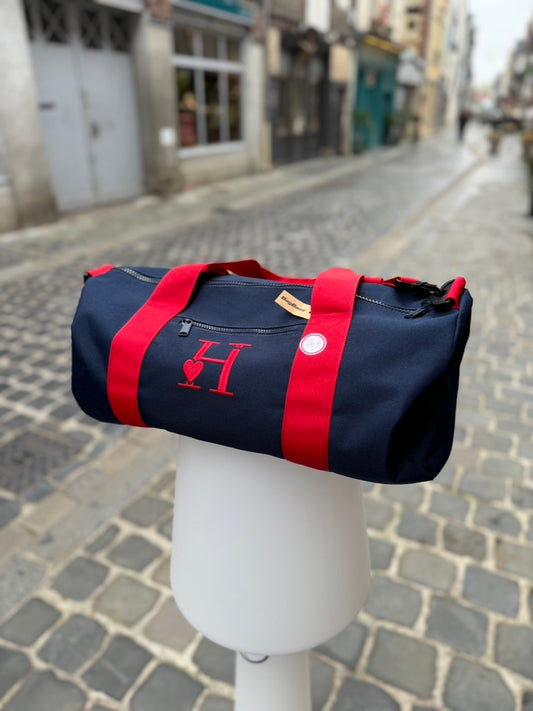 Sac Baril Bleu Marine et Rouge.