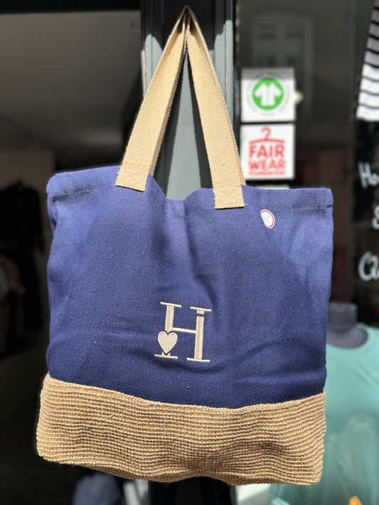 Grand sac shopping en coton et jute (juco).