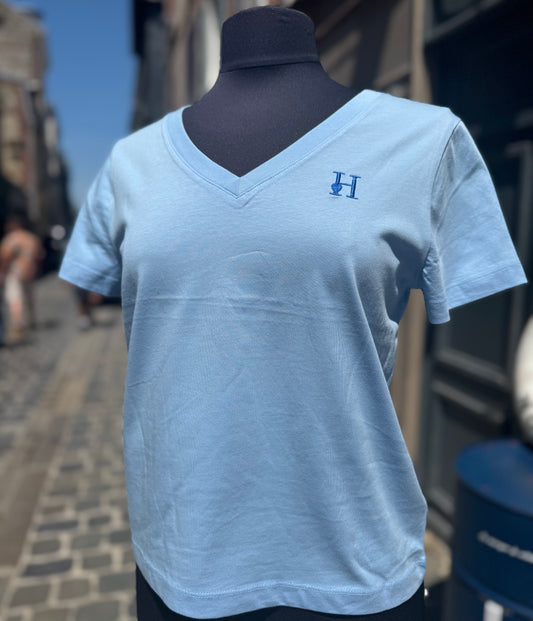 T-shirt Col V Bleu Ciel