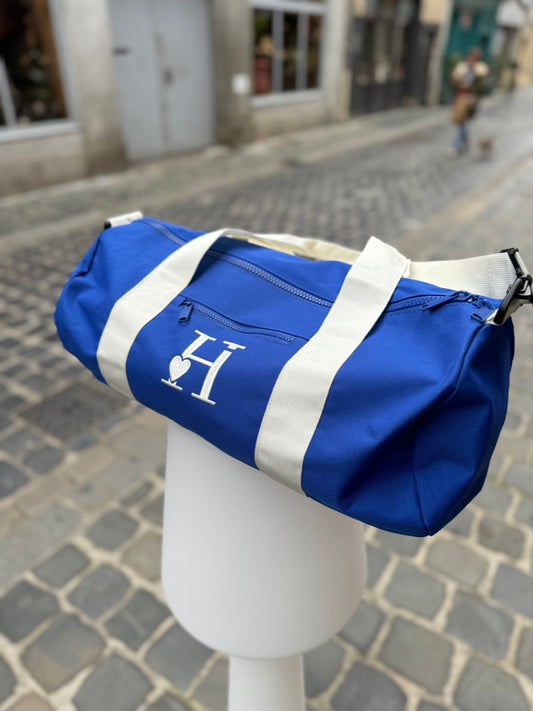 Sac Baril Bleu Roi et Crème.