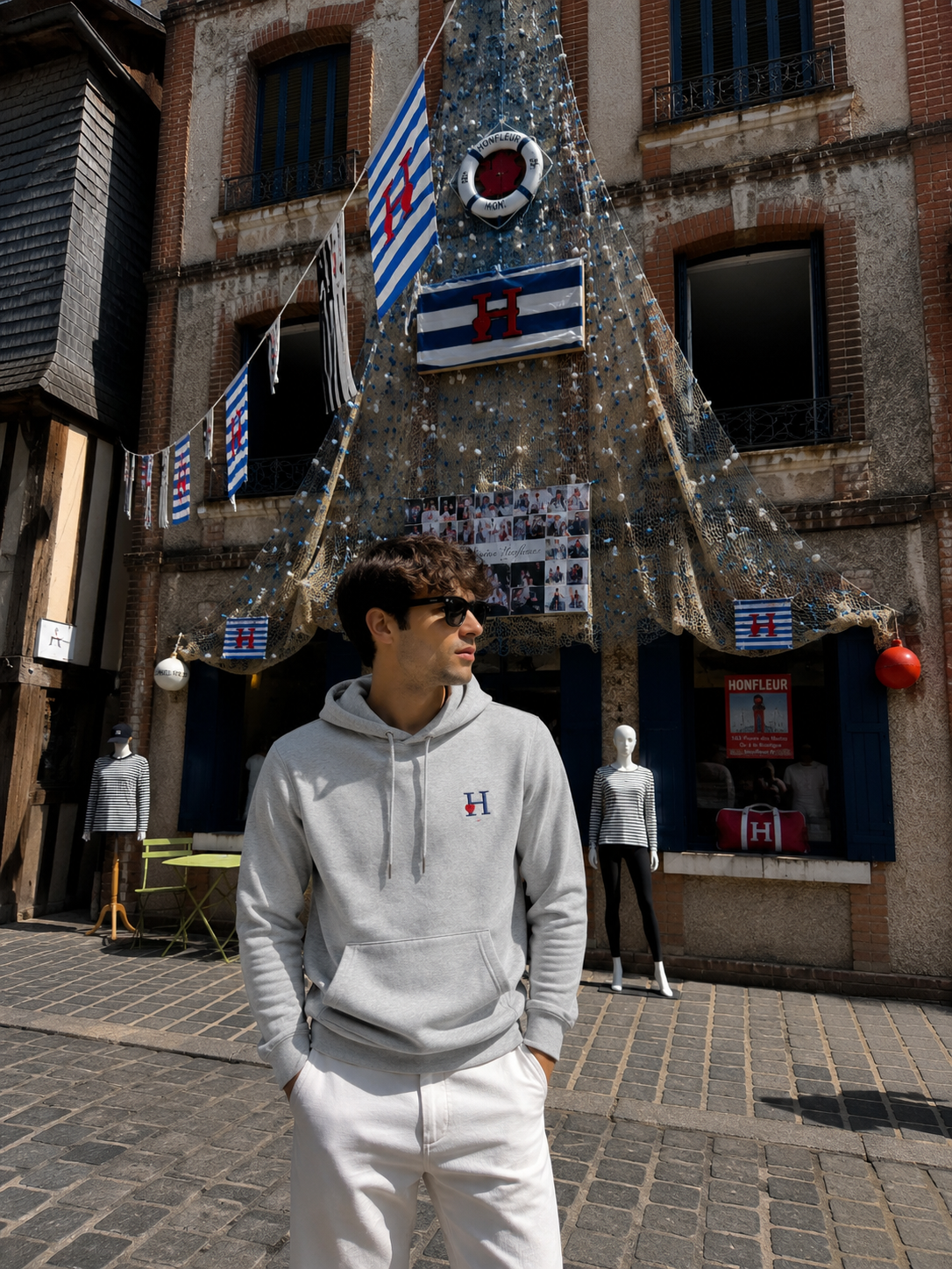 Sweat à Capuche Gris Chiné