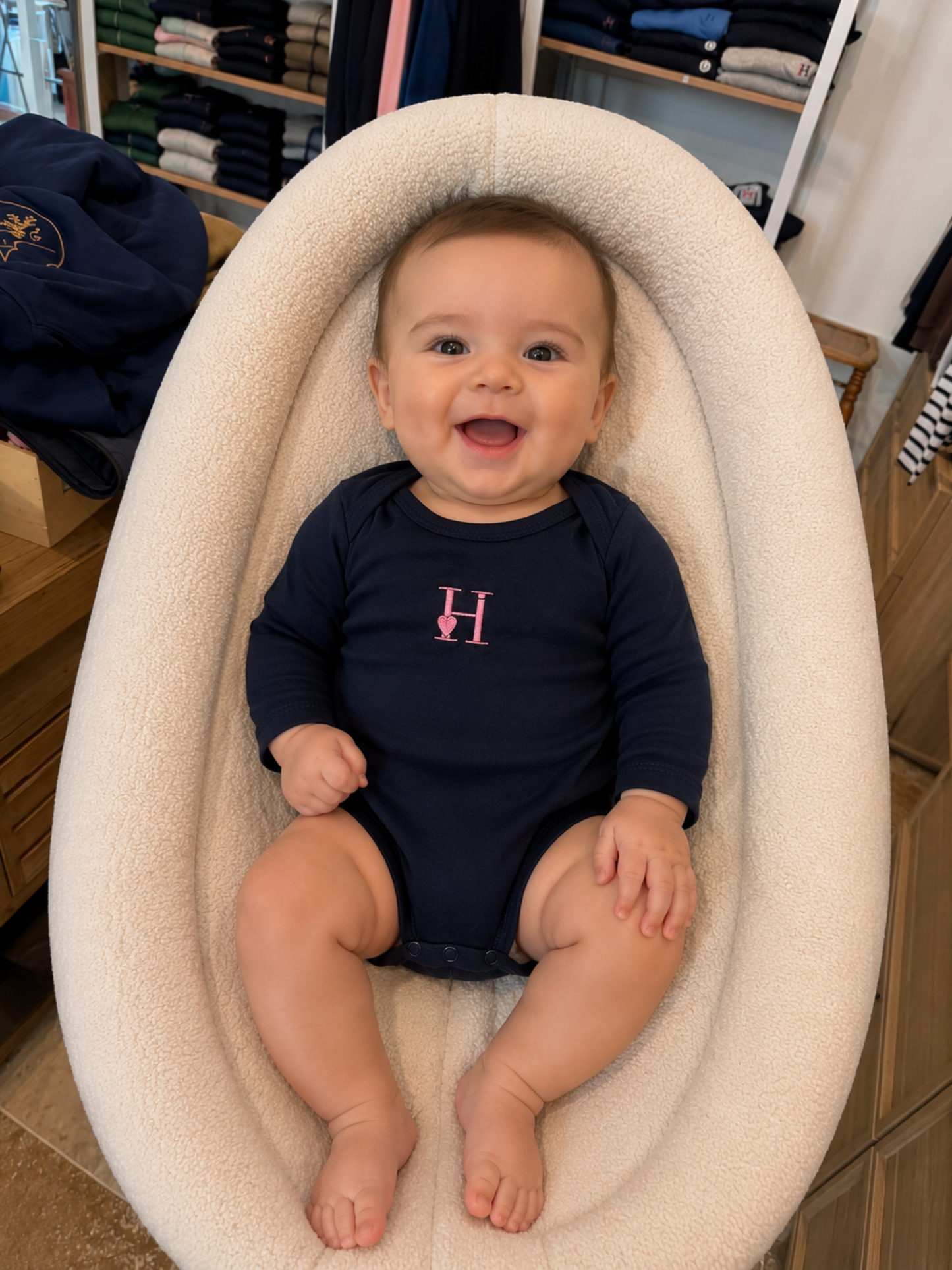 Body Bleu (Logo Rose) Manches Longues