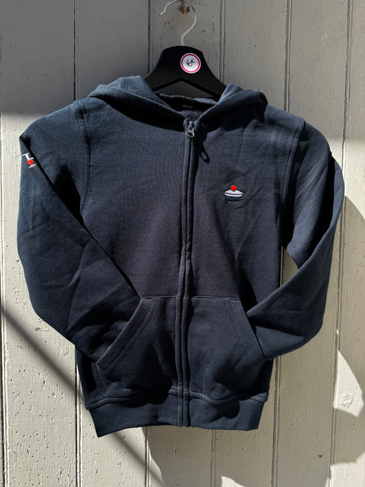 Sweat à capuche enfants demi-fermeture éclair anthracite et cognac 104 Sweat à capuche enfants demi-fermeture éclair anthracite et cognac 104