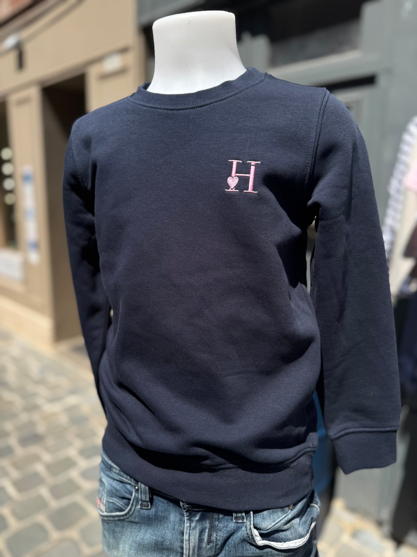 Sweat Col Rond Bleu Marine