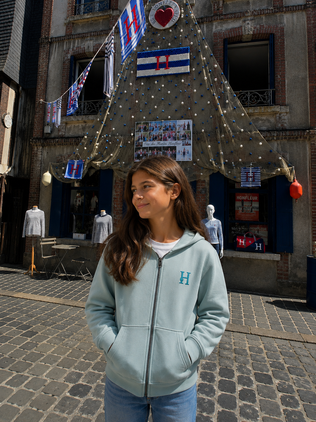 Sweat Zippé Sauge Enfant