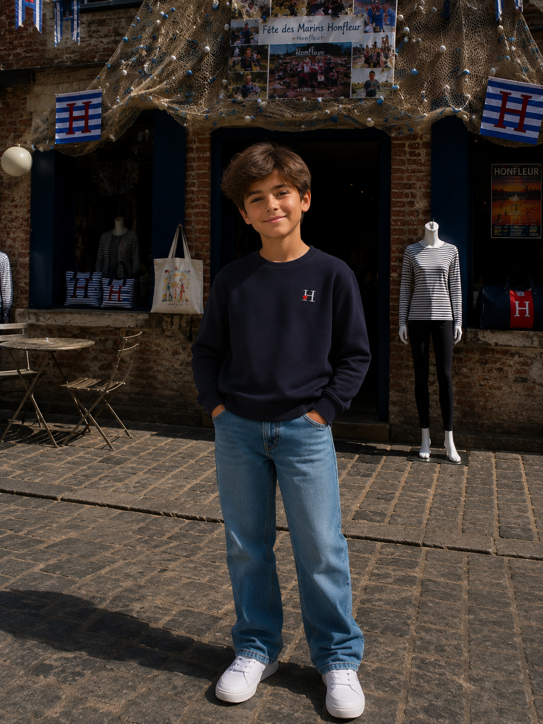 Sweat Col Rond Bleu Marine