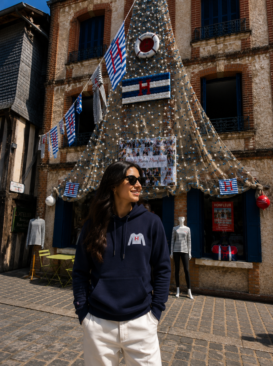 Sweat à Capuche Marinière