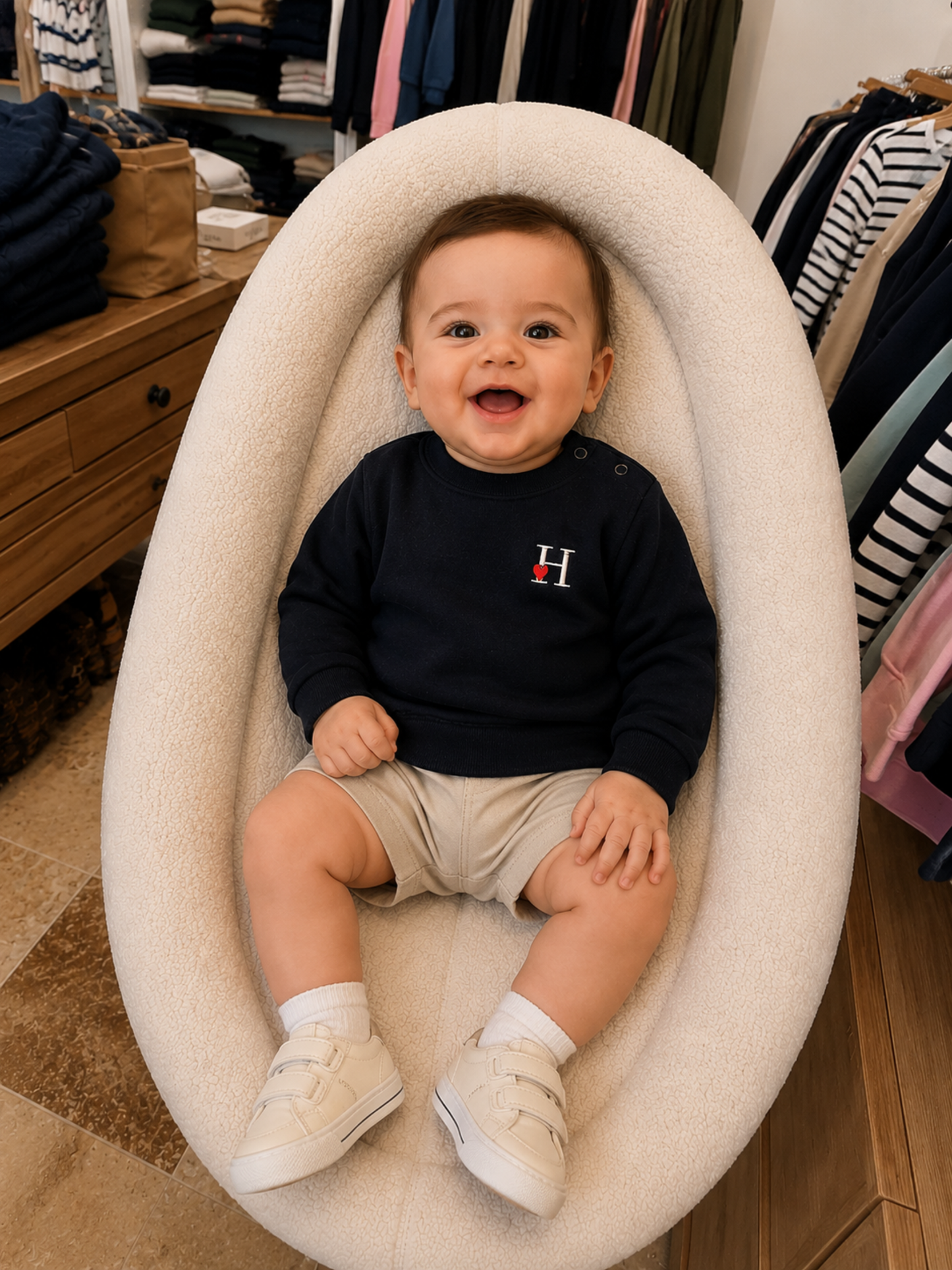 Sweat Col Rond Bleu Marine