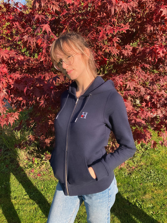 Sweat Zippé Adulte Bleu marine.