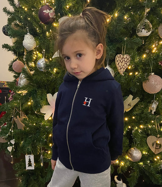 Sweat Capuche Zippé bleu marine.